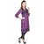 Shop Rajasthan Striped Printed Purple Black 3/4 Sleeve Womens Cotton Kurti (SRE2288)
