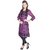 Shop Rajasthan Striped Printed Purple Black 3/4 Sleeve Womens Cotton Kurti (SRE2288)