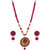 Nisa Pearls Pink Beaded Necklace Set With Embellished Locket
