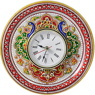 Buy Indian Handicraft Marble Alarm clock with Embosed Painting and ...