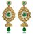 Traditional Ethnic Green Flame Dangler Earrings with Crystal for Women by Donna ER30012G