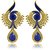 Traditional Ethnic Blue Peacock Dangler Earring with Crystal  Artificial Pearl for Women by Donna ER30021G
