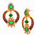 The Jewelbox Flower Kundan Pearl Green Purple Meenakari Gold Plated Earring for Women
