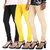 Stylobby Black Yellow Beige Cotton Lycra Pack Of 3 Leggings