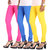 Stylobby Blue Yellow Pink Cotton Lycra Pack Of 3 Leggings