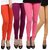 Stylobby Multi Color Cotton Lycra Pack Of 4 Leggings ( Orange-Purple-Pink-Beige)