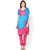 rajasthani bandhani blue and pink salwar suit dress material