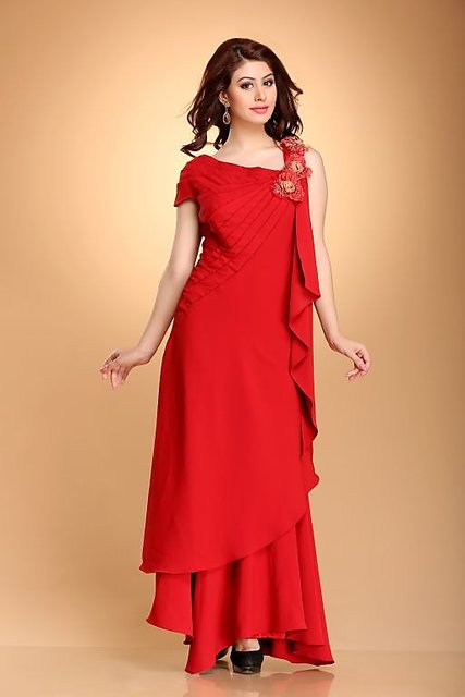 red colour western dress