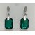 Silver Plated Earring With Green & Crystal White Stones