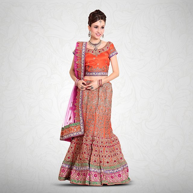 Buy Divasa Khaki Nylon Self Design Unstitched Lehenga Choli Online @ ₹35000  from ShopClues