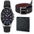 Rico Sordi Round Dial Black Leather Strap Quartz Watch For Men With Wallet