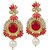 Kriaa Gold Finish Meenakari Pearl Drop Pink Earrings - 1305929