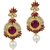 Kriaa Gold Finish Purple Meenakari Pearl Drop Earrings - 1305930