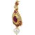 Kriaa Gold Finish Purple Meenakari Pearl Drop Earrings - 1305930