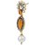 Kriaa Gold Finish Austrian Stone Pearl Drop Orange Earrings - 1305936