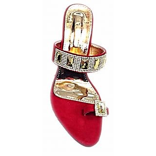red bridal chappal