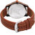 Fogg Round Dial Brown Leather Strap Quartz Watch For Men