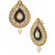 The Jewelbox Black Meenakari Enamel Pearl Gold Plated Pear Drop Ethnic Earring