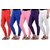 White Purple Baby Pink Royal Blue  Red Lycra Jegging Set Of Five Combo