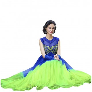 Buy florence clothing company Blue And Green Embroidered Gown Dress For  Women Online - Get 77% Off