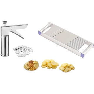 Patidar Polymers Kitchen Press Plus 2 In 1 Potato Slicer Combo