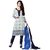 Drapes Blue And White Cotton Printed Salwar Suit Dress Material (Unstitched)