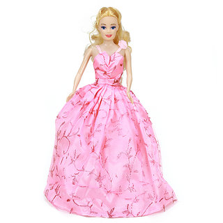 Buy Barbie Doll Princess Wedding Gown Dress Pink Online @ ₹292 from ...