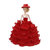 Red 6 Layers Dress Strapless Gown w/ Hat for Bridal Wedding Party Favor for Barbie Doll