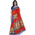 Prafful Blue & Red Silk Printed Saree With Blouse