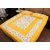 Pure Cotton Yellow and White Leaf Design Sanganeri Print Double Bedsheet
