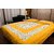 Pure Cotton Yellow and White Leaf Design Sanganeri Print Double Bedsheet