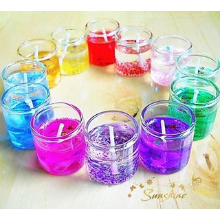 GEL CANDLE GLASS MULTI FRAGRANCE FOR HOME DECOR SPA OFFICE GIFT (Set of 6)