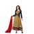 Florence Pretty Embrodried Cream And Black Anarkali With Shrug Dress Material (S