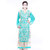 Designer Turquoise faux georgette and beige net kurti