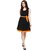 Westrobe Black Orange Plain Midi Dress For Women
