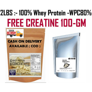 2Lbs-Whey Protein Concentrate WPC80%:-Unflavored-FREE CREATINE 100GM WORTH 300