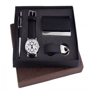Ferry Rozer Combo Gift Set Of White Dial Watch, Card Ho