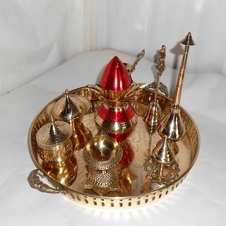 Antique/Traditional Brass Pooja Thali With Mangal Kalash Absolutely Free!!