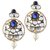 Kriaa Blue Kundan Gold Finish Austrian Stone Pearl Drop Earrings - 1306003