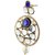 Kriaa Blue Kundan Gold Finish Austrian Stone Pearl Drop Earrings - 1306003