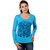 Mavango Round Neck Solid Blue Womens Tshirt