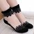 Black Transparent Crystal Lace Short Ladies Socks for Girls and Women