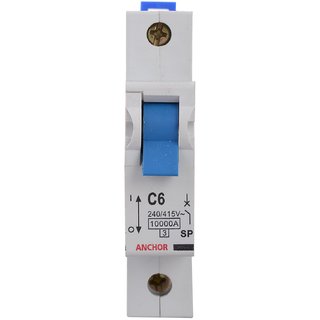 Anchor 18083 1 Pole Gold Series C06 MCB, 6 Amp, White (PACK OF 2)