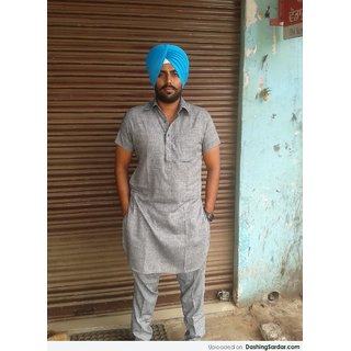 Grey kurta pajama with turban 2025
