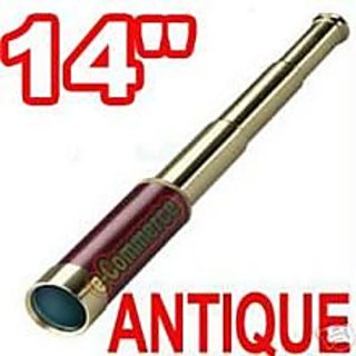 CROWN Brand Antique BRASS 14 Inches Long Telescope 3 pipe retractable + FreeGift