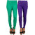 PRO Lapes Cotton Purple-Pigment Green Leggings Set of 2
