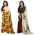 Stylobby Multicolor Brocade Floral Print Saree With Blouse (Combo of 2)