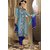 Trendz Apparels Blue and Turquoise Embroidered Cotton Salwar Suit Material (Unstitched)