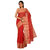 Sangam Kolkata Red Cotton Self Design Saree With Blouse