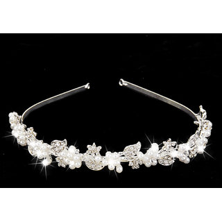 Bridal Wedding Crystal Rhinestone Pearl Flower Headband Hair Bridal Wedding Crystal Rhinestone Pearl Flower Headband Hair Band Tiara
